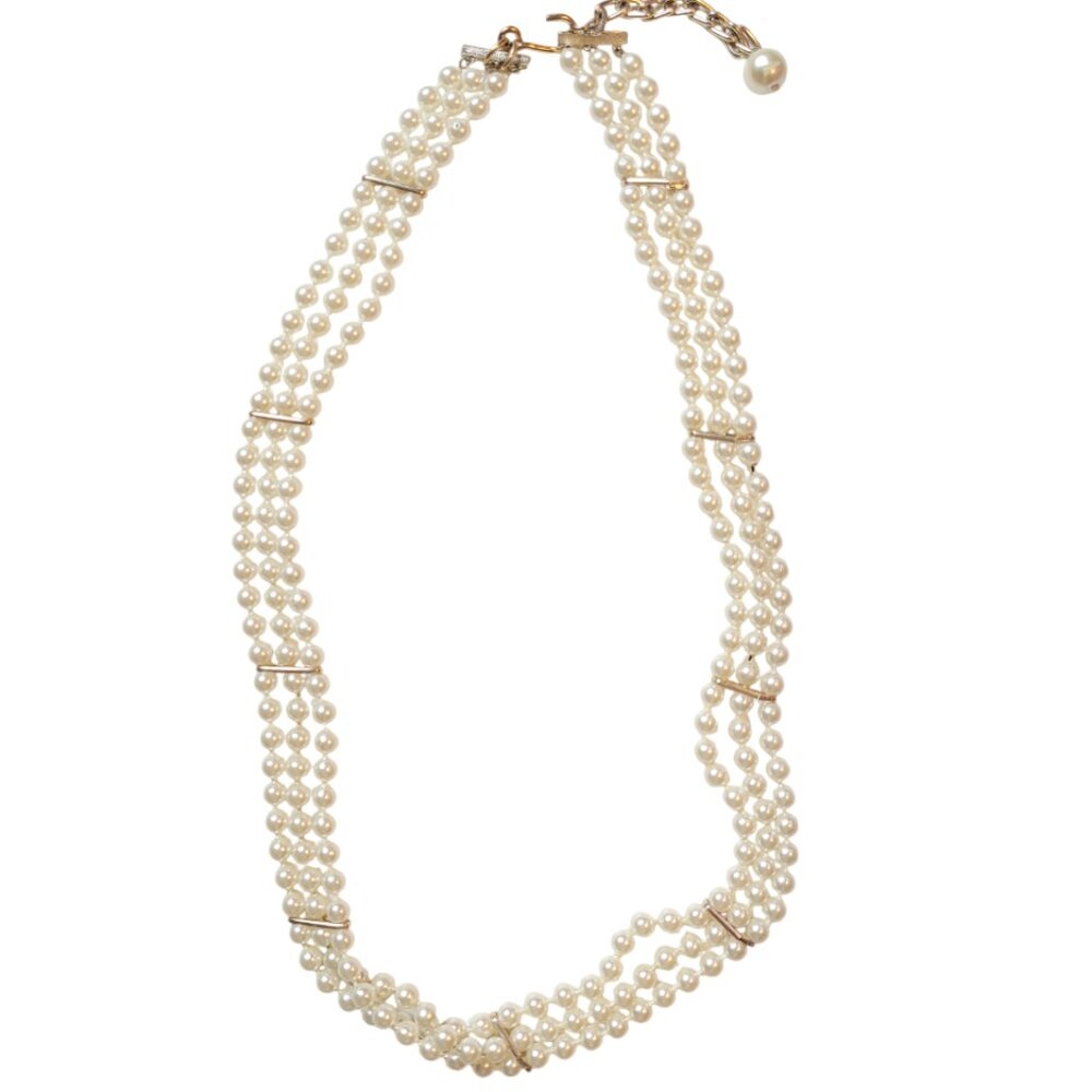 Vintage Faux Pearl Costume Jewelry Layer Necklace 30"